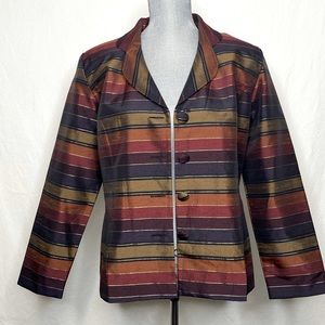 Leslie Fay Petite Gold Metallic Stripe Blazer Jacket